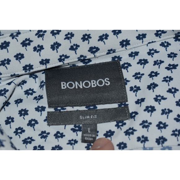 Bonobos Performance Shirt Mens Size Large Slim Fit Stretch Blue Floral - Picture 6 of 7